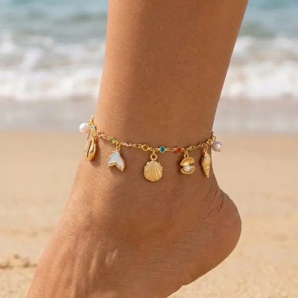 Tobillera Multicapa Estrella de Mar Verano Boho - Emeraldia Jewelry · Operado por R. E. dos Santos LTDA · CNPJ: 45.450.979/0001-38