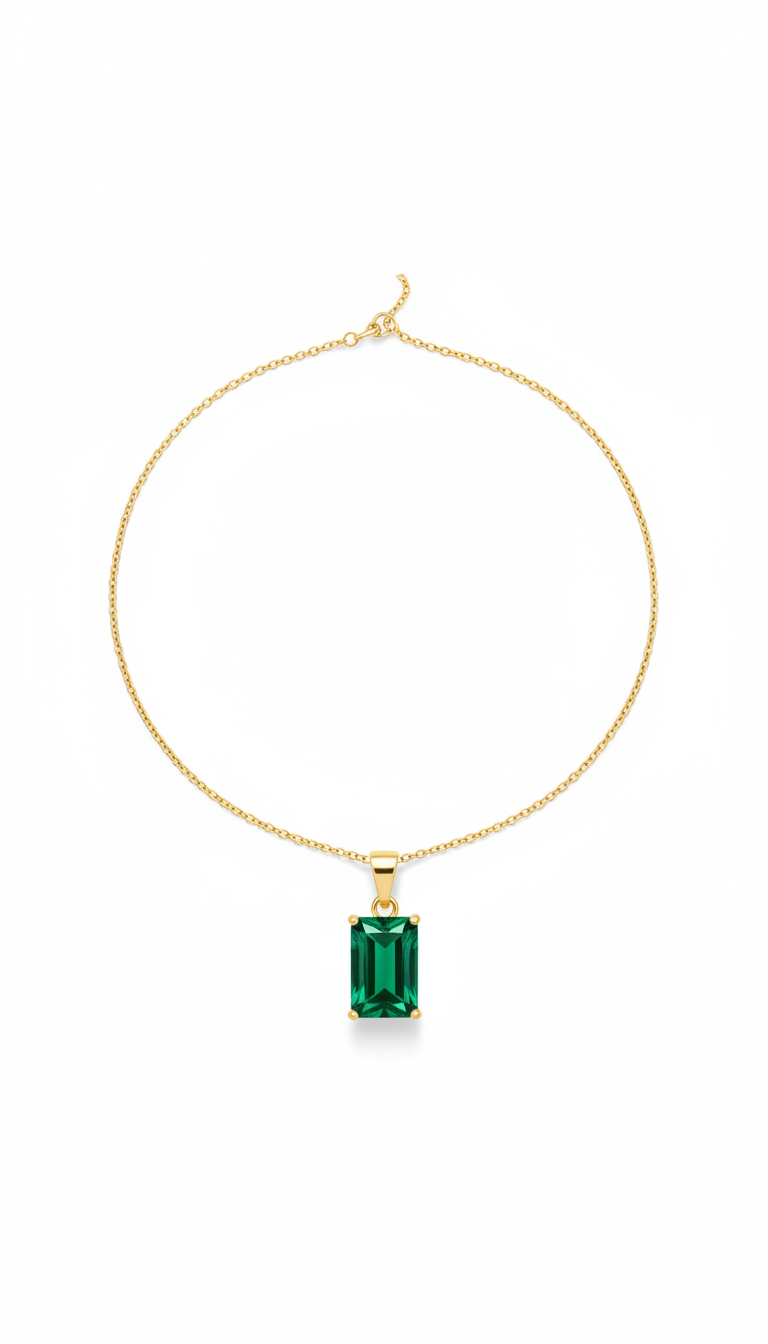 Delicate Necklace with Emerald Pendant
