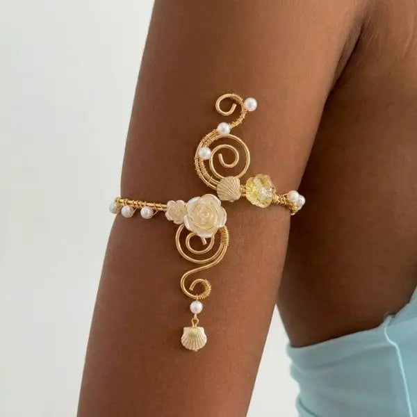 Boho Floral Open Cuff Armlet