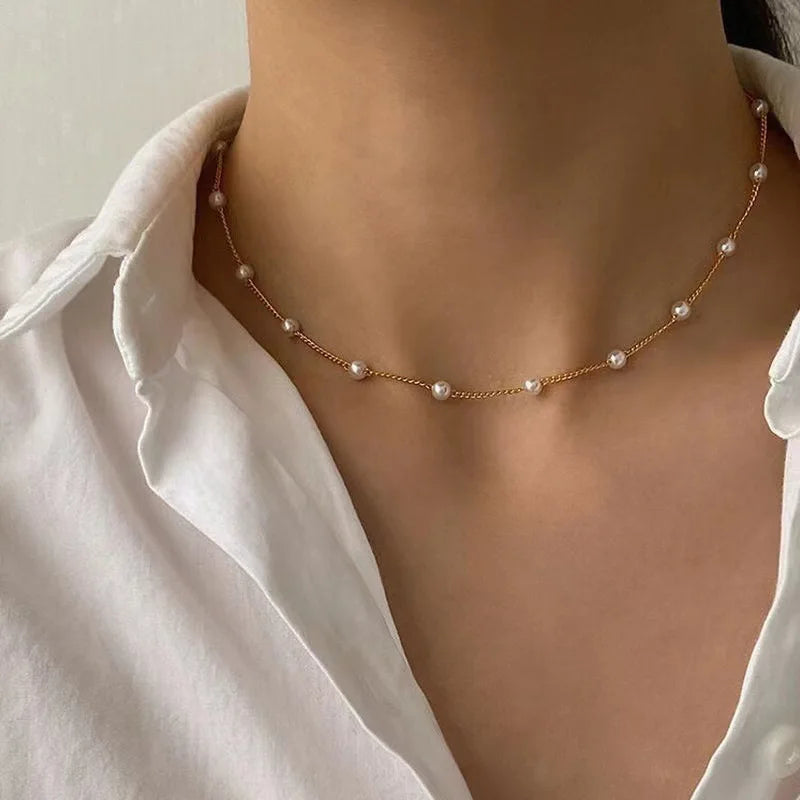 Multi-Layer Emerald Green Pearl Necklace