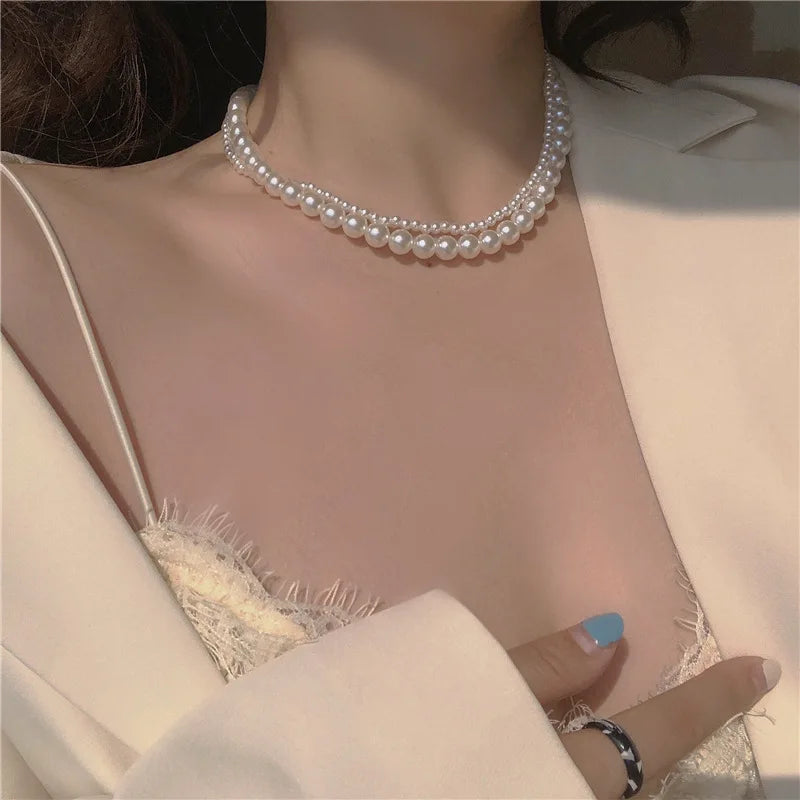 Multi-Layer Emerald Green Pearl Necklace