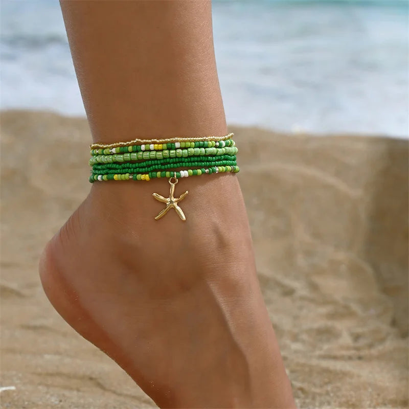 Tobillera Multicapa Estrella de Mar Verano Boho - Emeraldia Jewelry · Operado por R. E. dos Santos LTDA · CNPJ: 45.450.979/0001-38