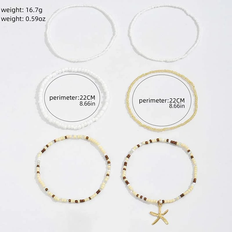 Tobillera Multicapa Estrella de Mar Verano Boho - Emeraldia Jewelry · Operado por R. E. dos Santos LTDA · CNPJ: 45.450.979/0001-38