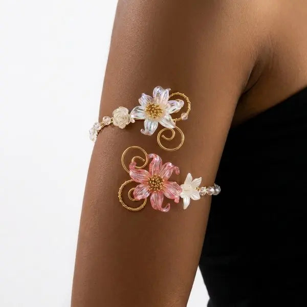 Boho Floral Open Cuff Armlet