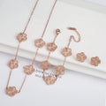 Luxury Black Four-Leaf Clover Necklace, Bracelet & Earrings Set