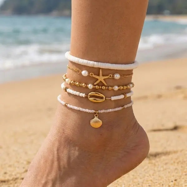 Tobillera Multicapa Estrella de Mar Verano Boho - Emeraldia Jewelry · Operado por R. E. dos Santos LTDA · CNPJ: 45.450.979/0001-38
