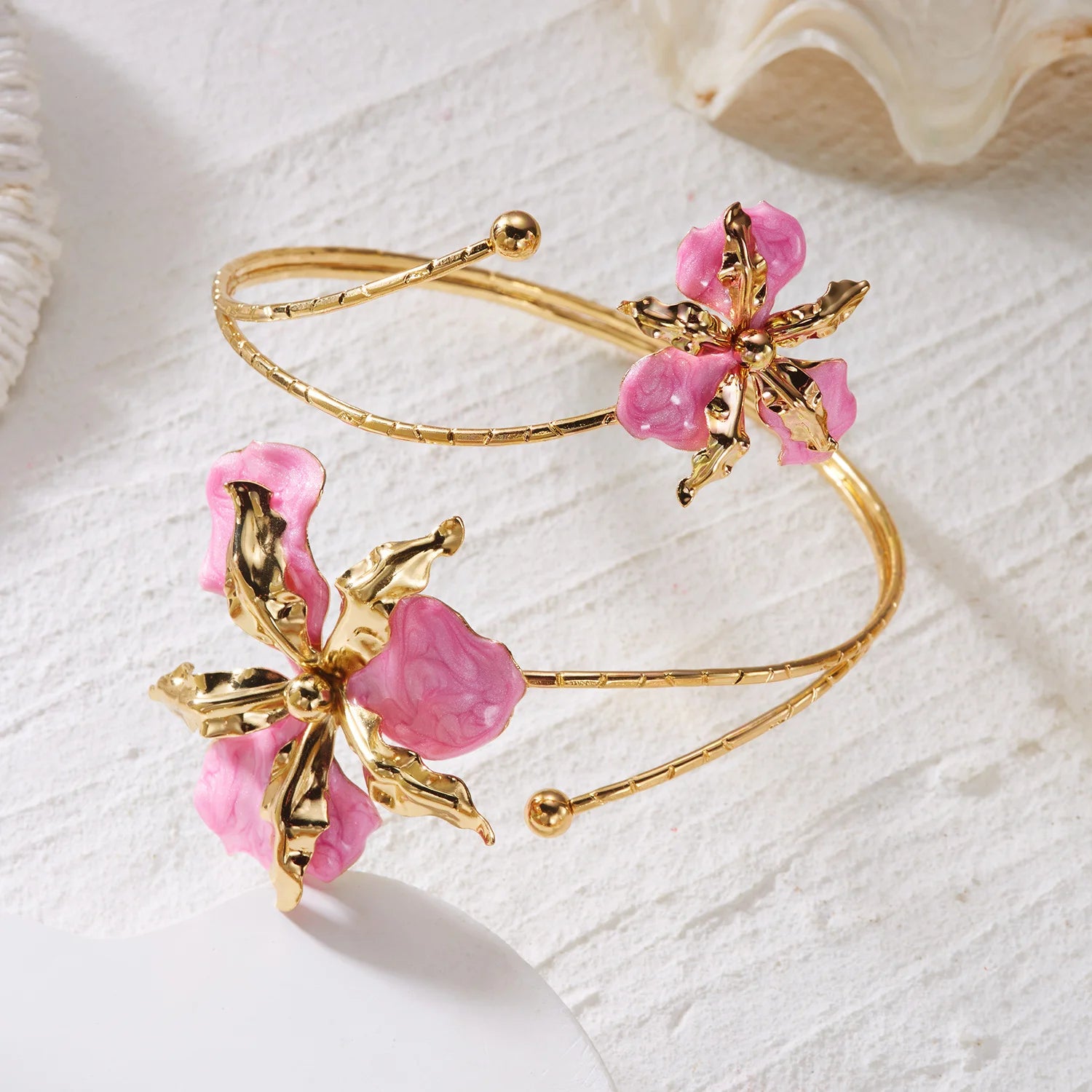 Boho Floral Open Cuff Armlet