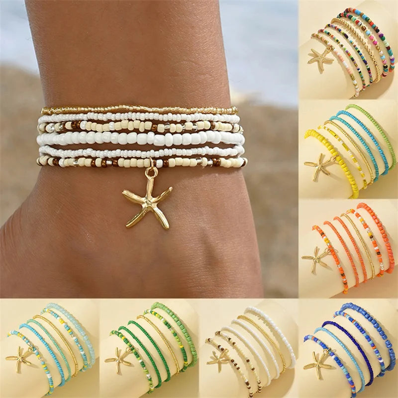 Tobillera Multicapa Estrella de Mar Verano Boho - Emeraldia Jewelry · Operado por R. E. dos Santos LTDA · CNPJ: 45.450.979/0001-38