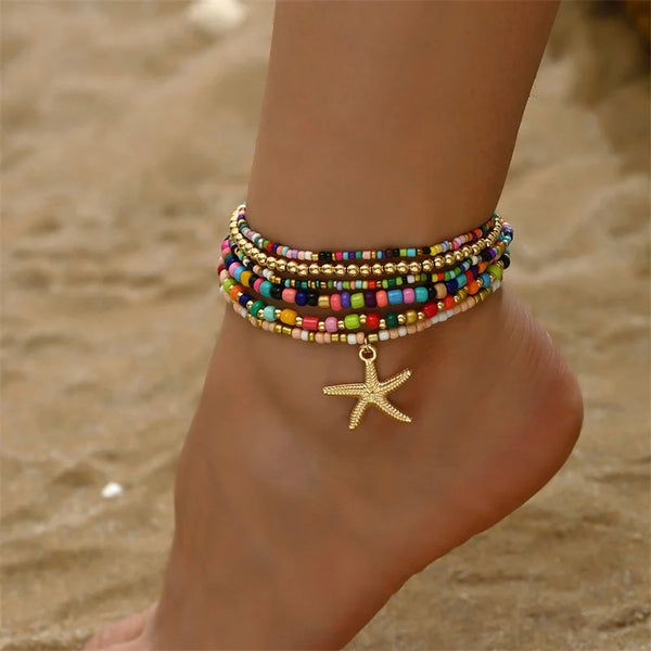 Tobillera Multicapa Estrella de Mar Verano Boho - Emeraldia Jewelry · Operado por R. E. dos Santos LTDA · CNPJ: 45.450.979/0001-38