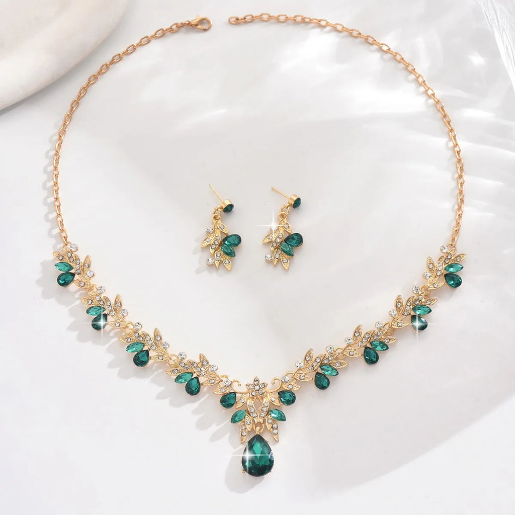 Teardrop Crystal Floral Bridal Jewelry Set