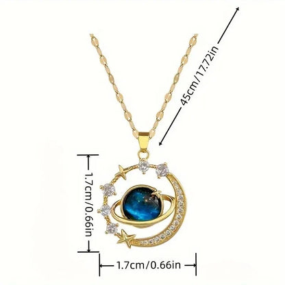 Collar con Dije Planeta Cielo Estrellado - Emeraldia Jewelry · Operado por R. E. dos Santos LTDA · CNPJ: 45.450.979/0001-38
