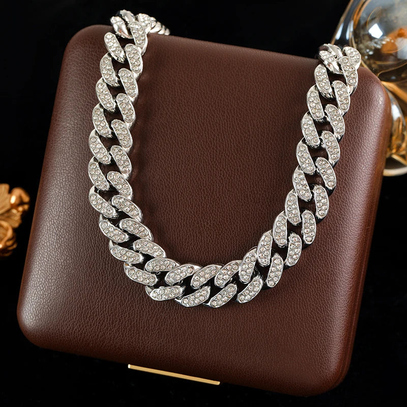 Rhinestone Cuban Chain Jewelry Set