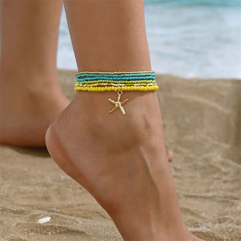 Tobillera Multicapa Estrella de Mar Verano Boho - Emeraldia Jewelry · Operado por R. E. dos Santos LTDA · CNPJ: 45.450.979/0001-38