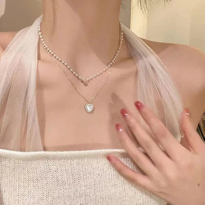 Multi-Layer Emerald Green Pearl Necklace