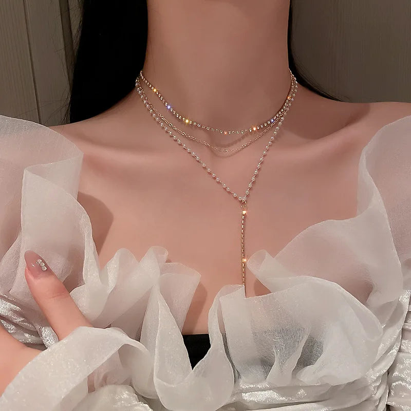Multi-Layer Emerald Green Pearl Necklace