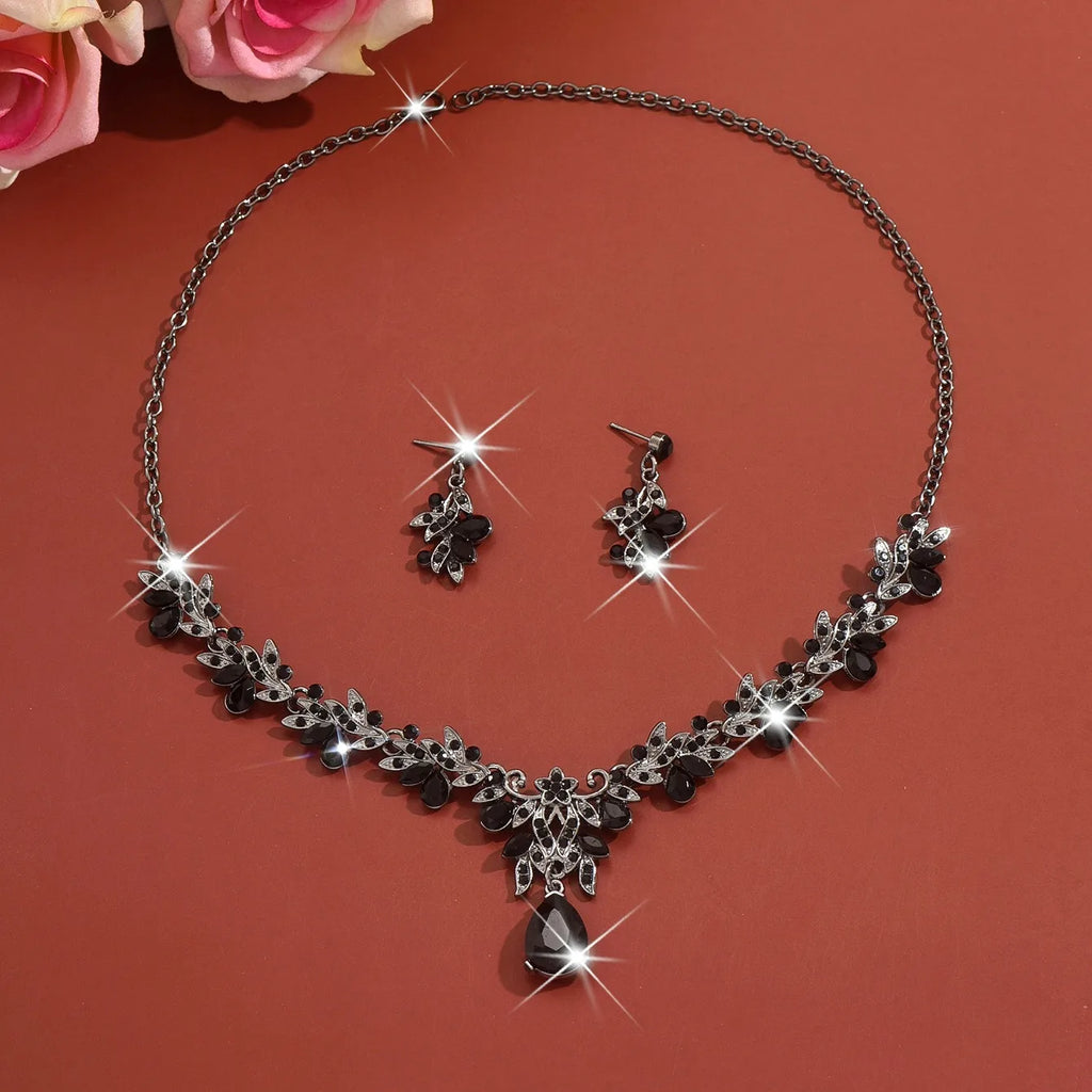 Teardrop Crystal Floral Bridal Jewelry Set
