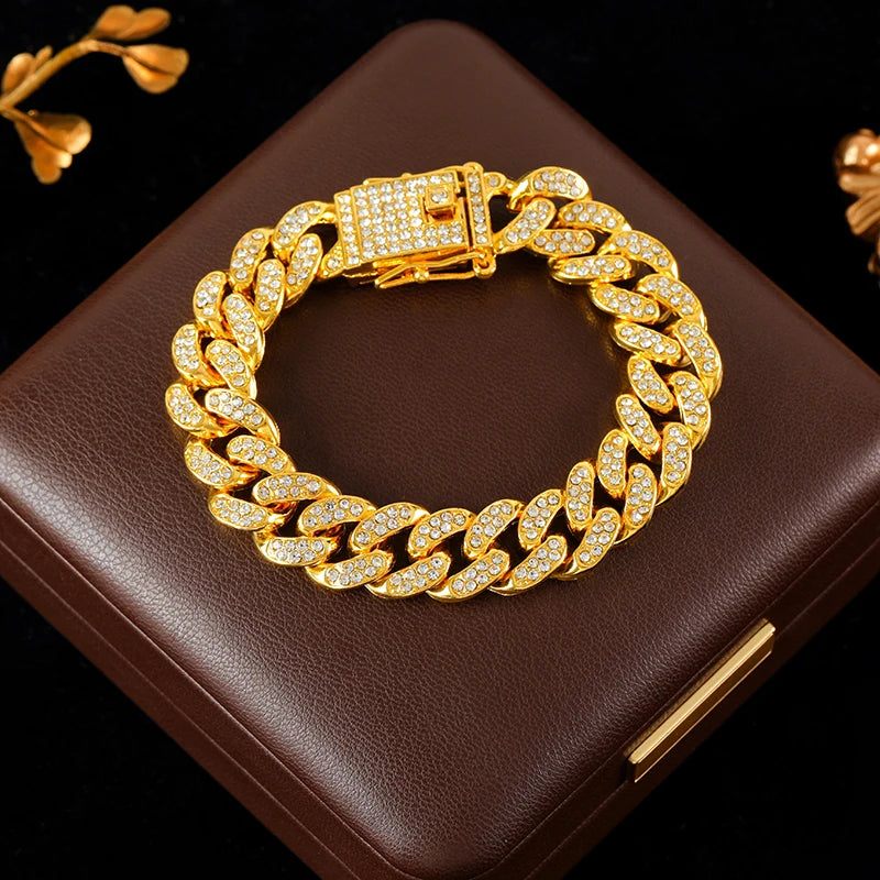 Rhinestone Cuban Chain Jewelry Set