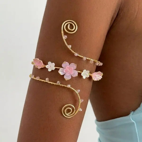 Boho Floral Open Cuff Armlet