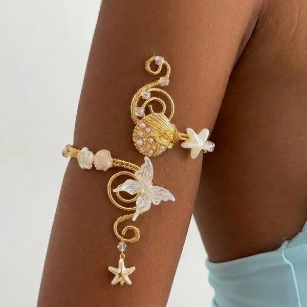 Boho Floral Open Cuff Armlet