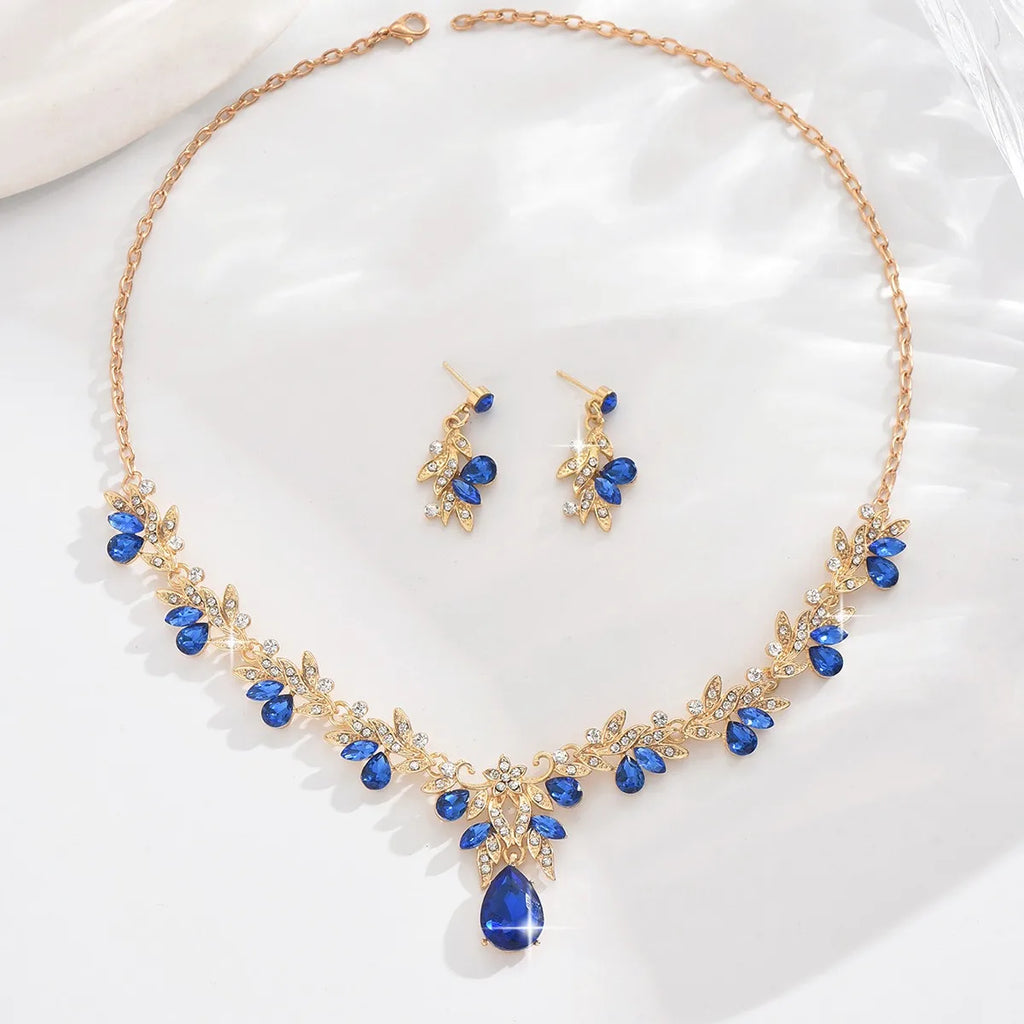 Teardrop Crystal Floral Bridal Jewelry Set